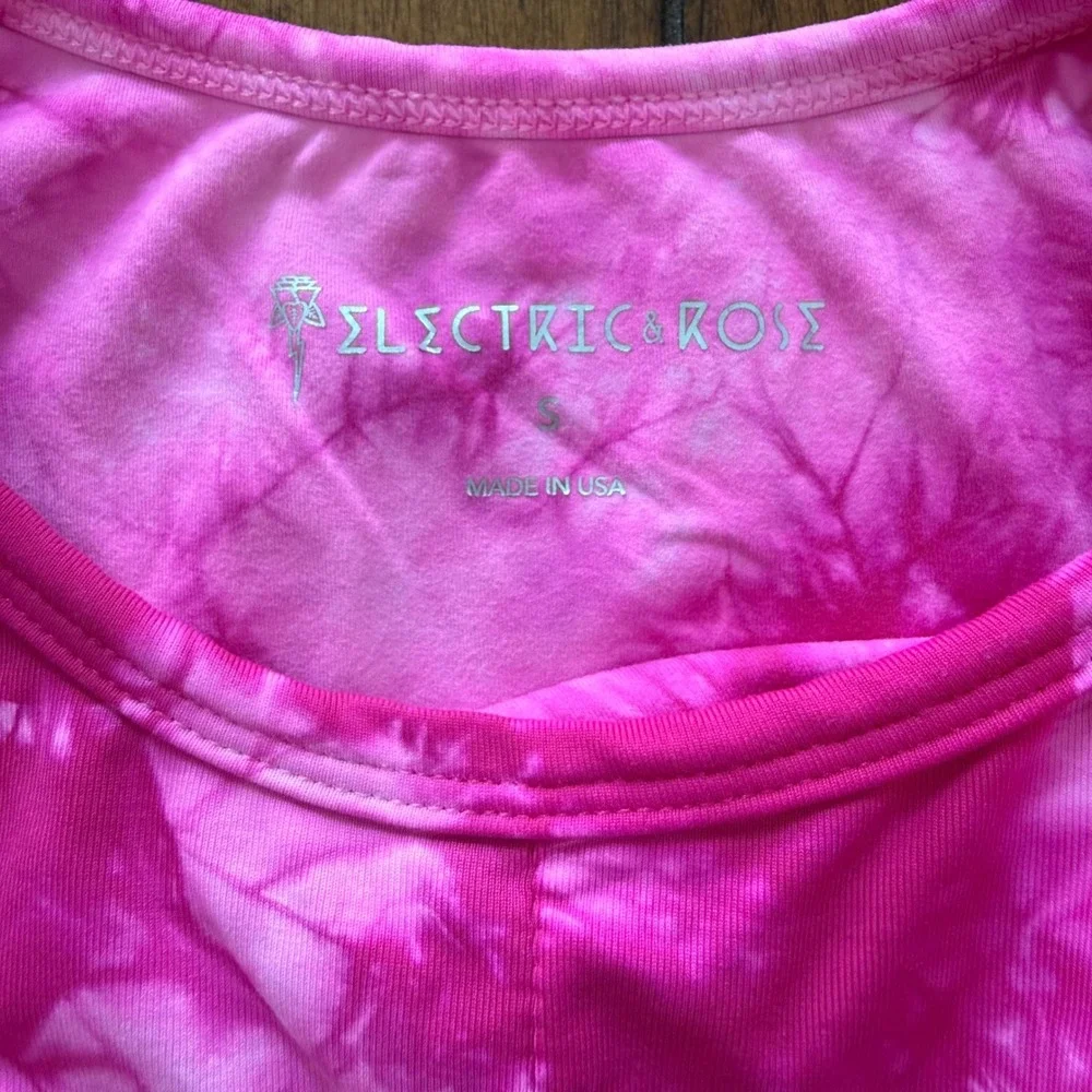 Electric & Rose Womens Pink Tie Dye Activewear Set High Waist Leggings &‎ Bra S